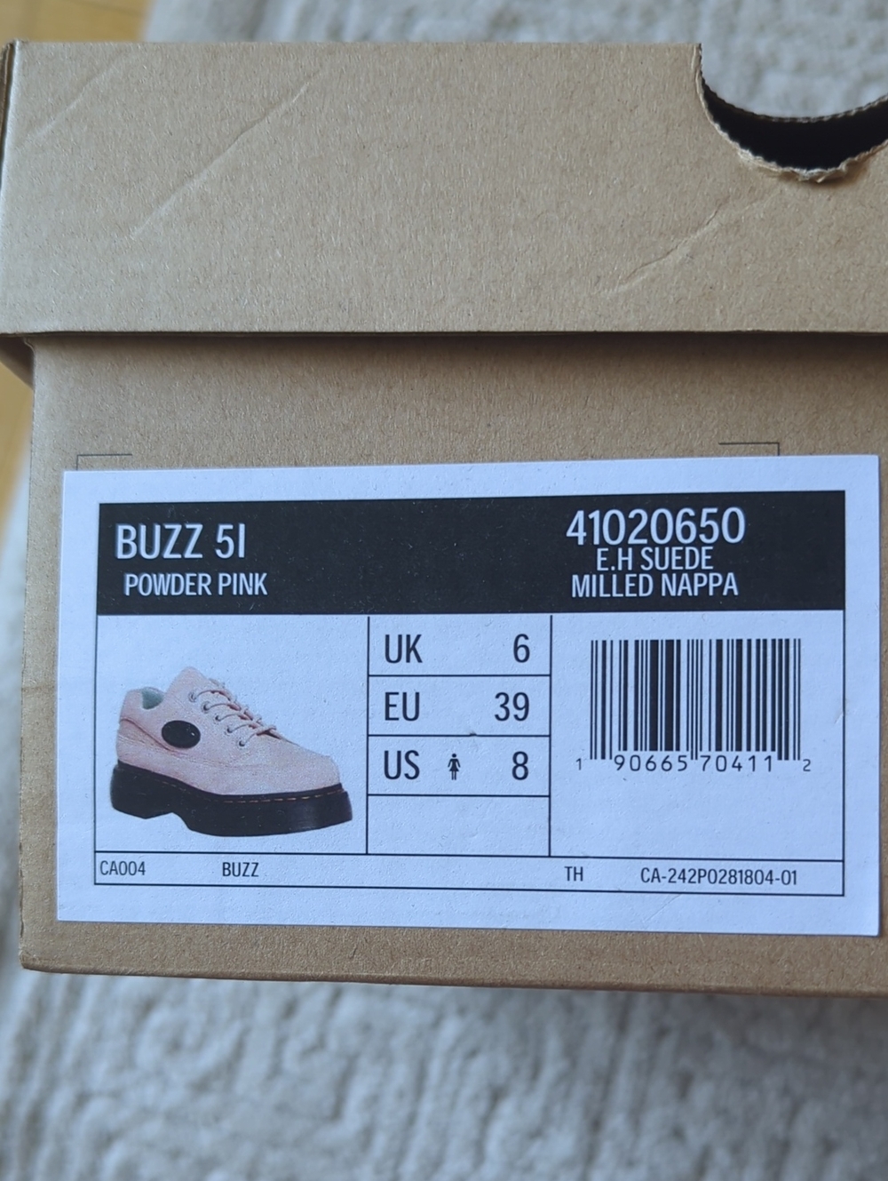 Doc Martens Buzz 5I Powder Pink Suede - Size 8 - Picture 2 of 7